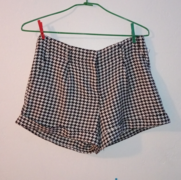 Large Houndstooth Pleated Dress Shorts business casual belt loops trouser Knit - Picture 7 of 13